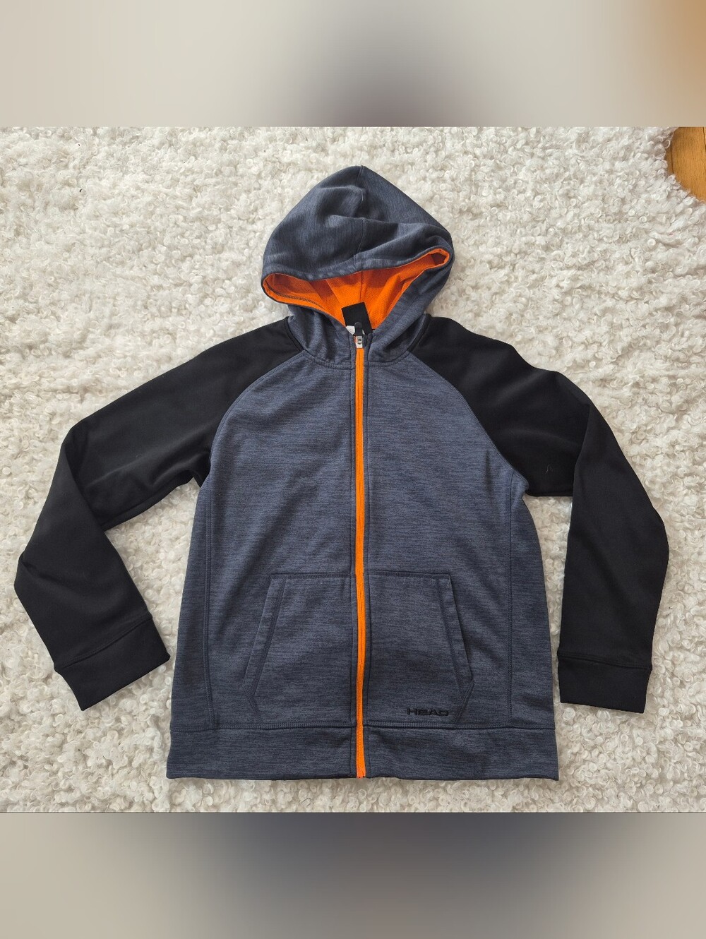 Head Boys Activewear Youth Full Zip Hoodie Jacket XL Orange Gray Athletic School